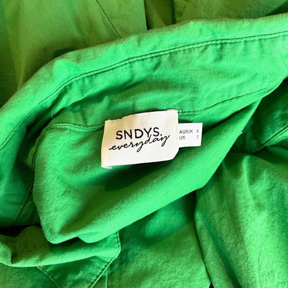 Revolve SNDYS Bello Button Down Shirt Green Size 2 XS Button Up Collared - Picture 7 of 9